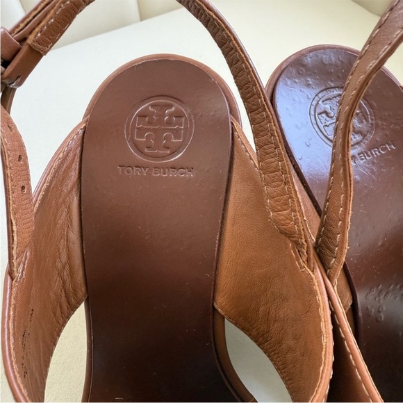 Tory Burch Tan Leather Slingback Sandals - Picture 4 of 7